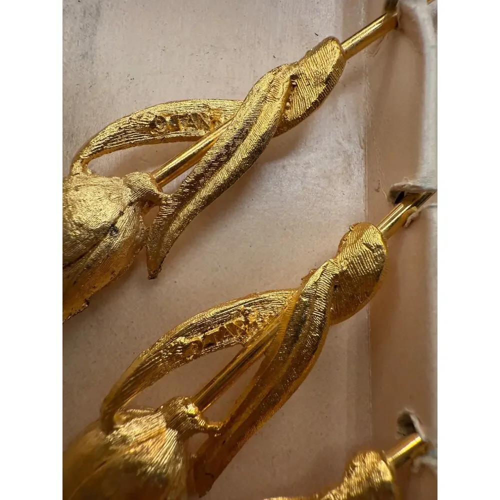 🌹 Vintage Janis Collection 24KT Gold Plated Rose Oyster Cocktail Forks Set 6